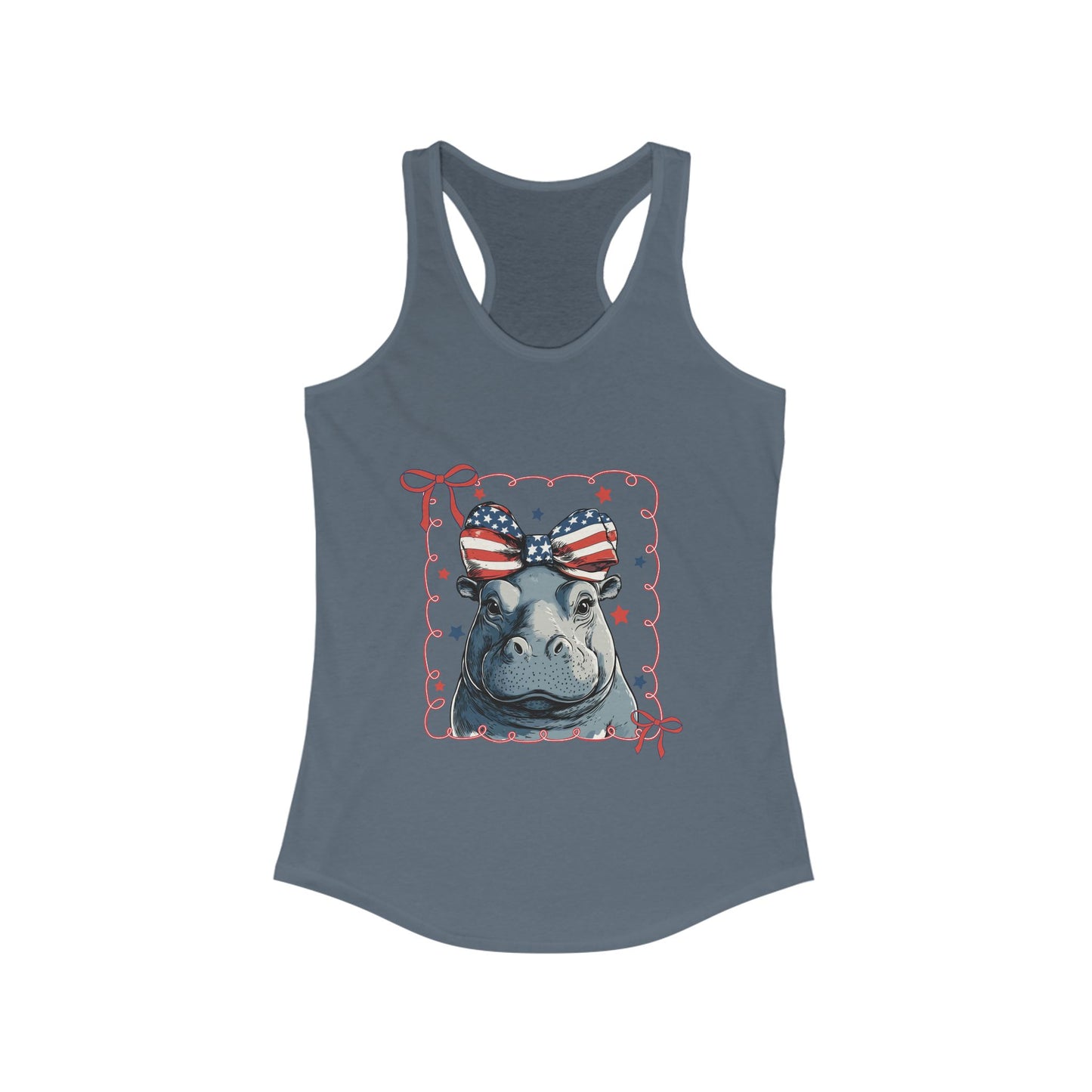 Patriotic Hippo Racerback Tank - Next Level