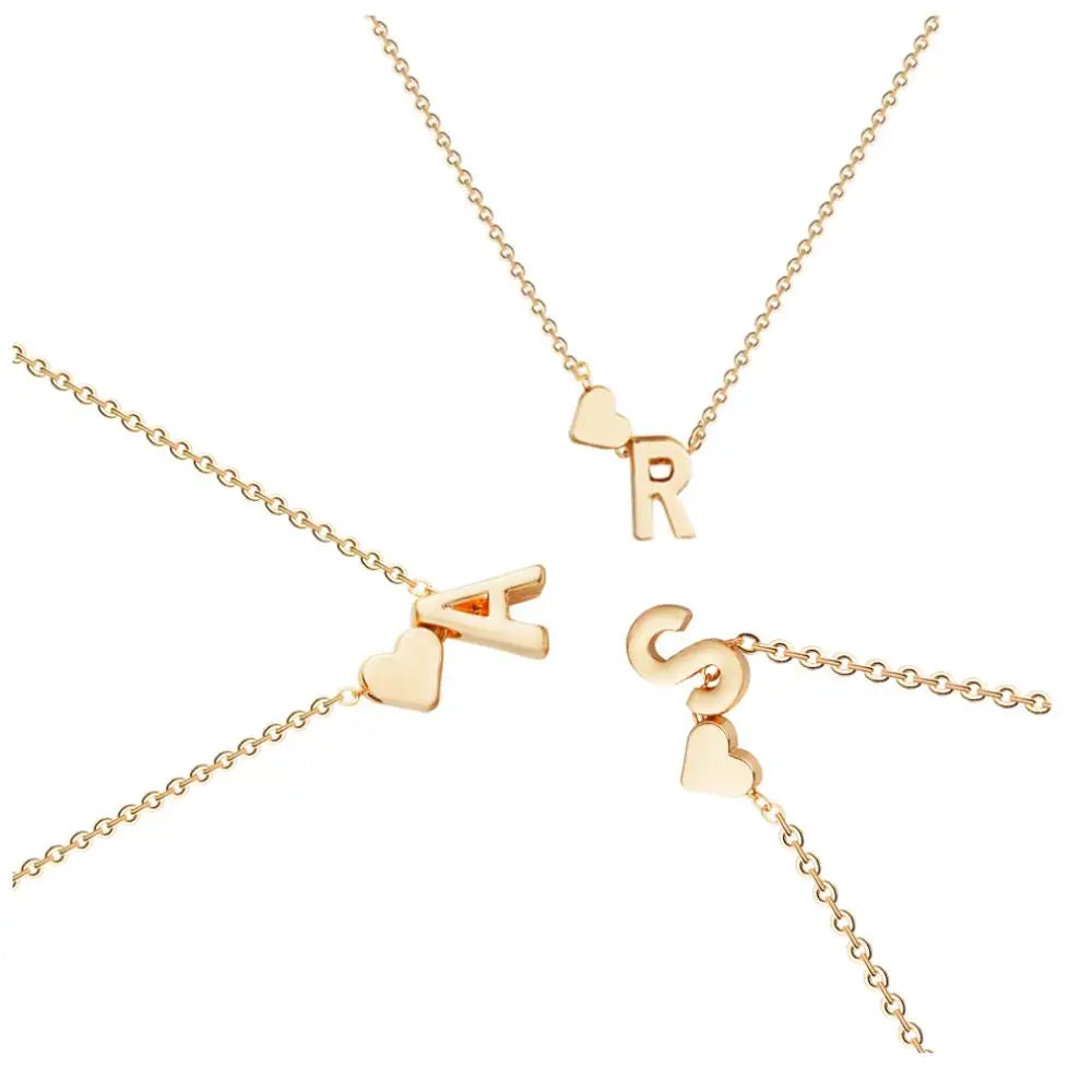Women's Alphabet Heart Pendant Necklace