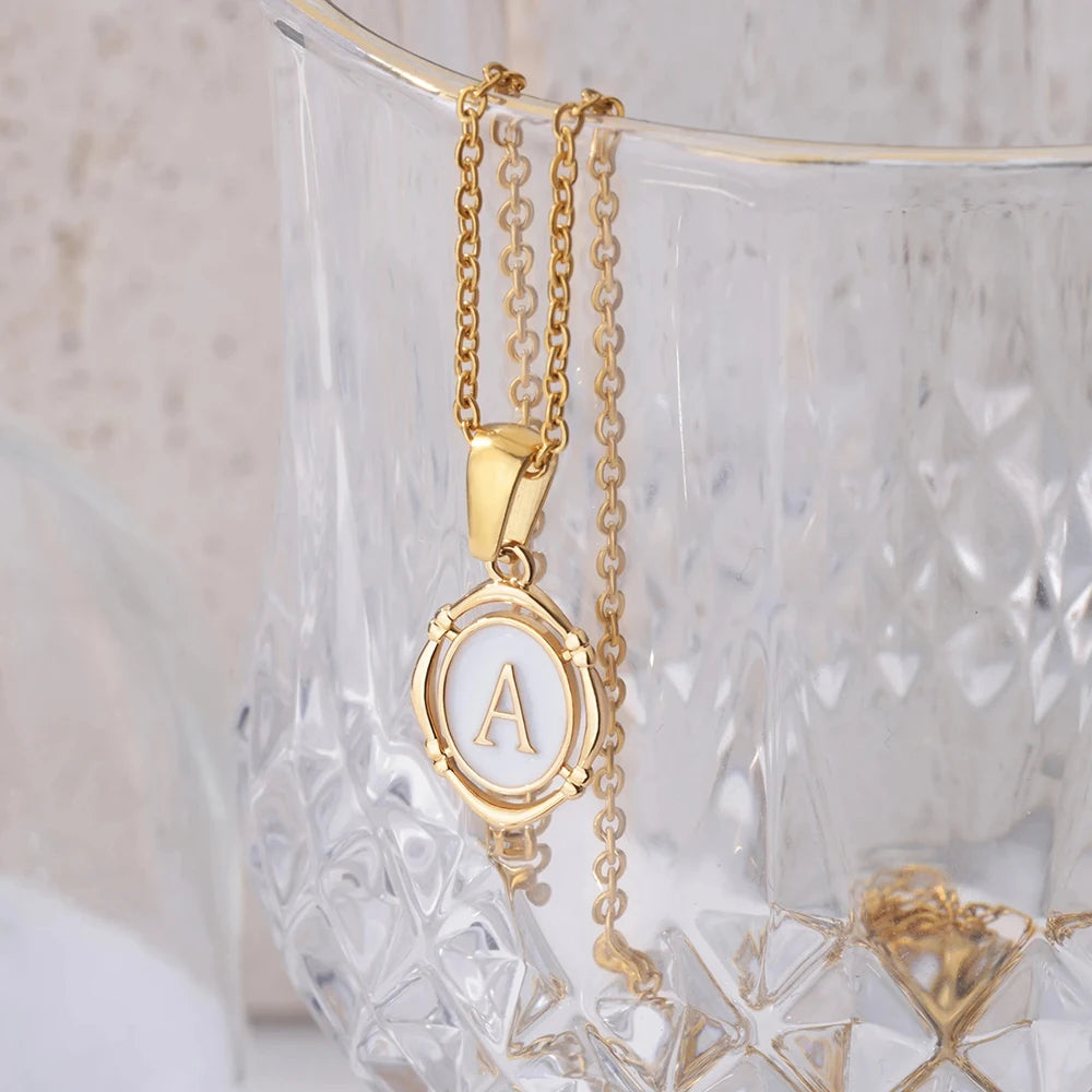 Women's Enamel Initial Necklace