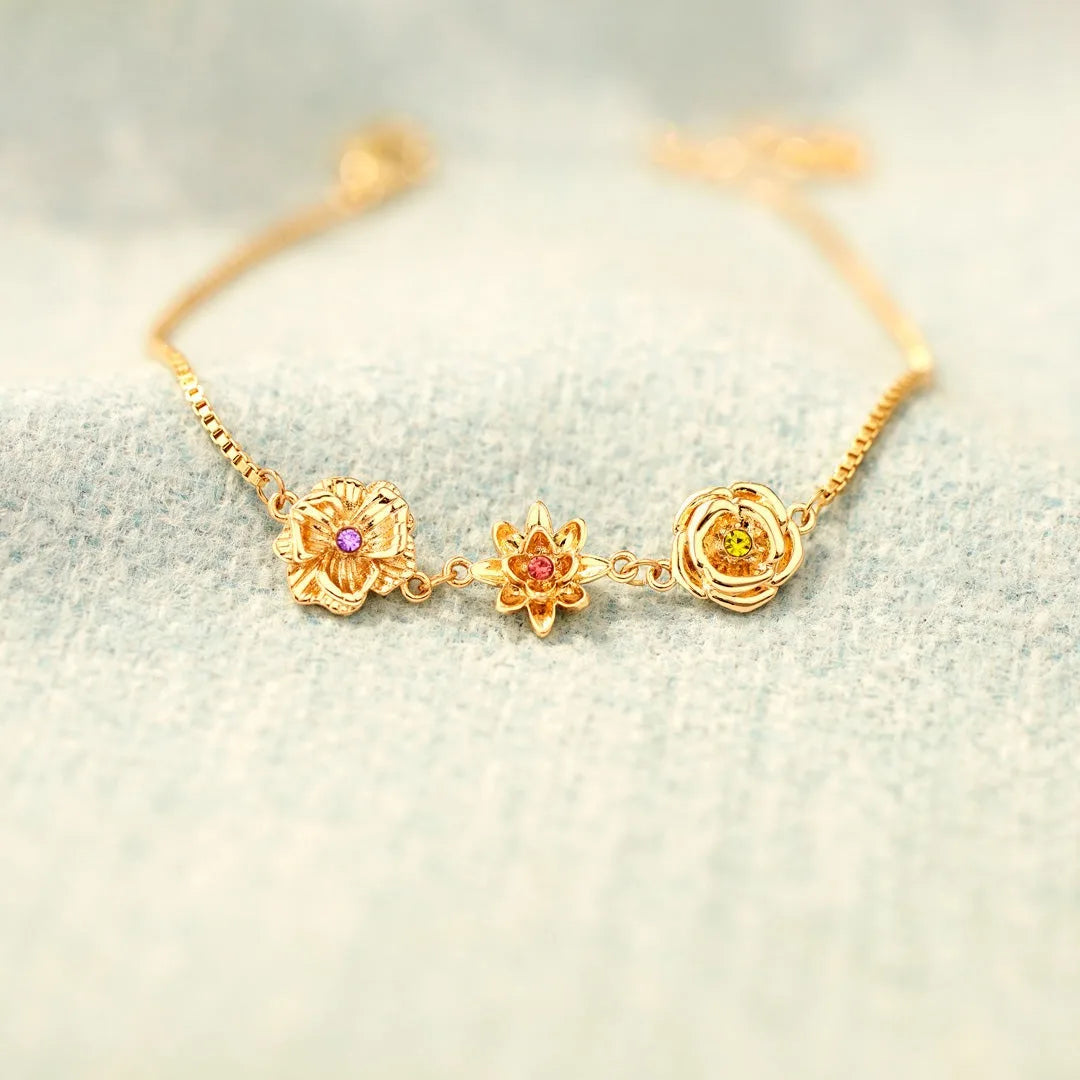 Women's Birthstone Flower Bracelet