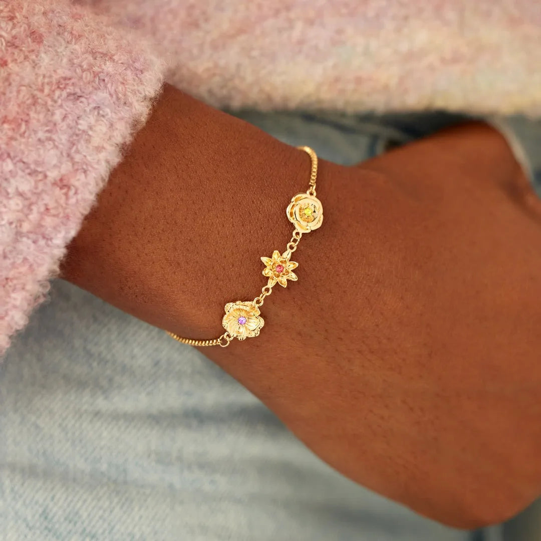 Women's Birthstone Flower Bracelet