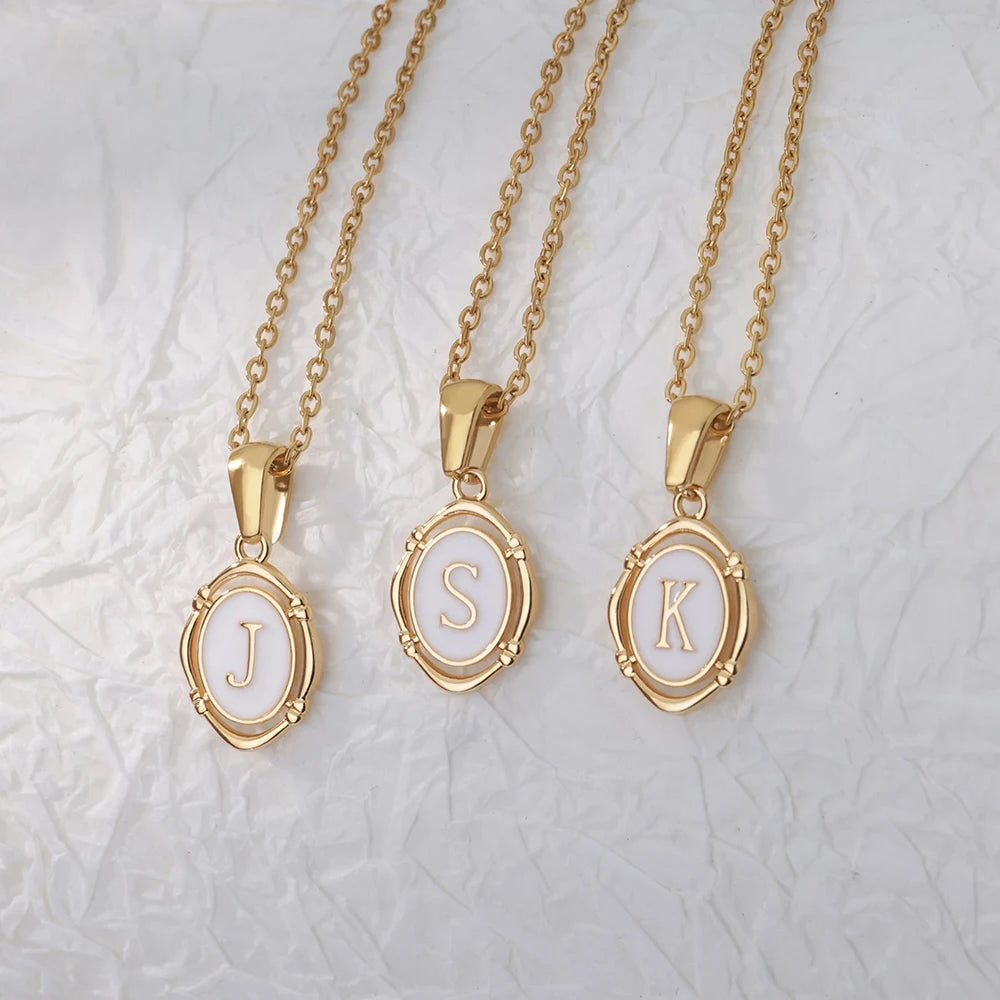 Women's Enamel Initial Necklace