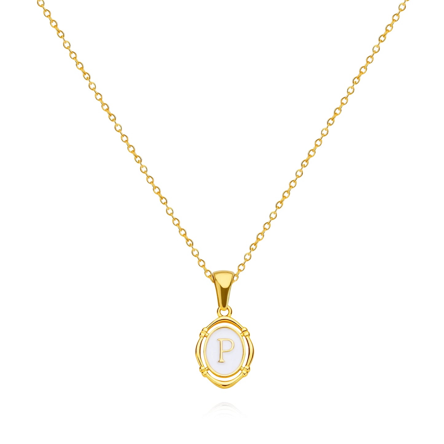 Women's Enamel Initial Necklace
