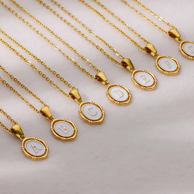 Women's Enamel Initial Necklace