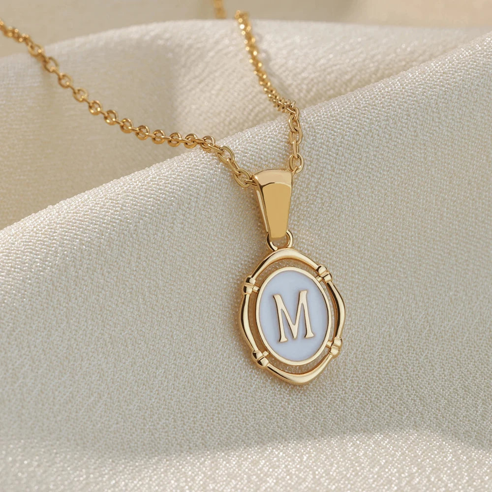 Women's Enamel Initial Necklace