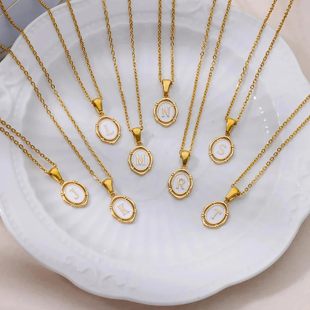 Women's Enamel Initial Necklace