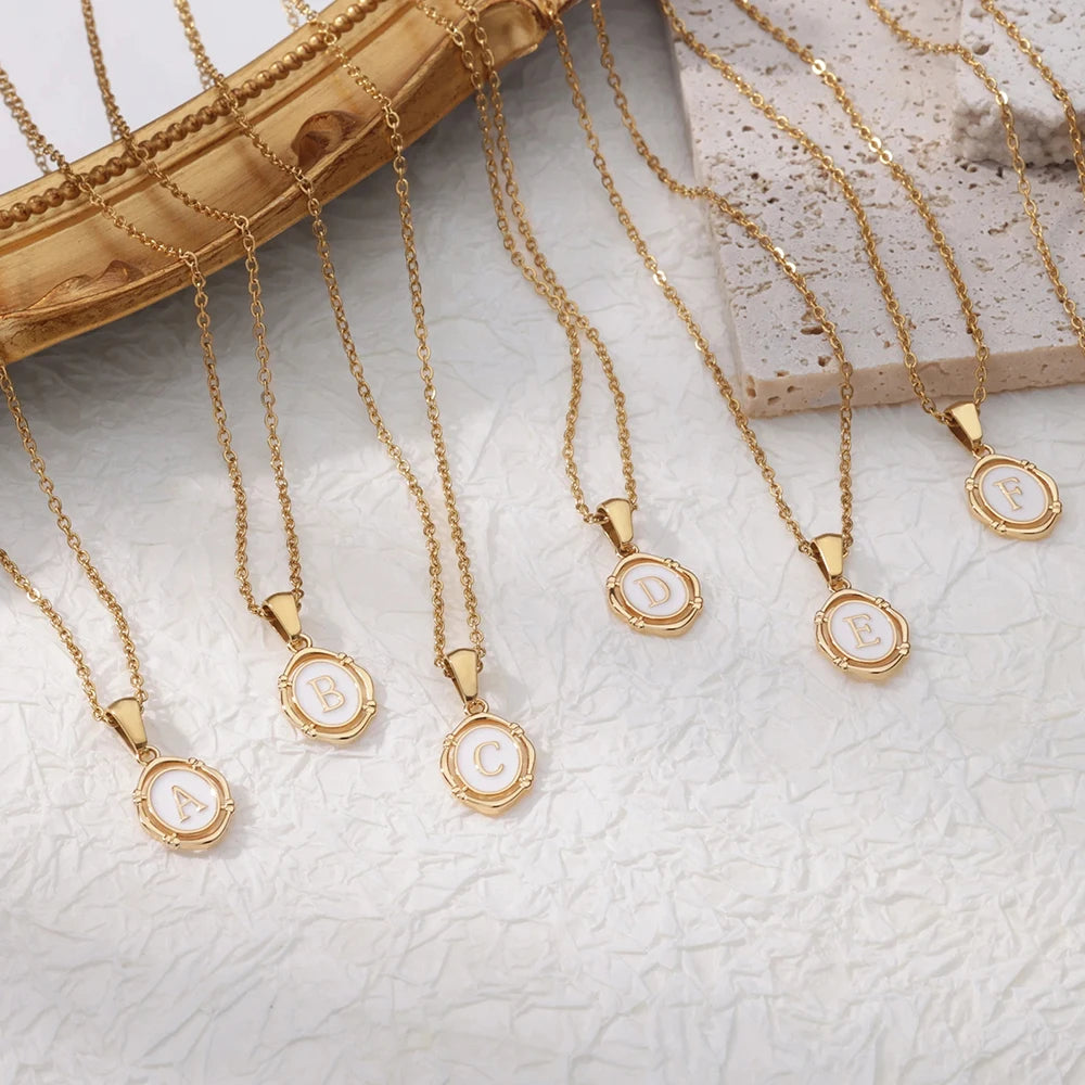 Women's Enamel Initial Necklace