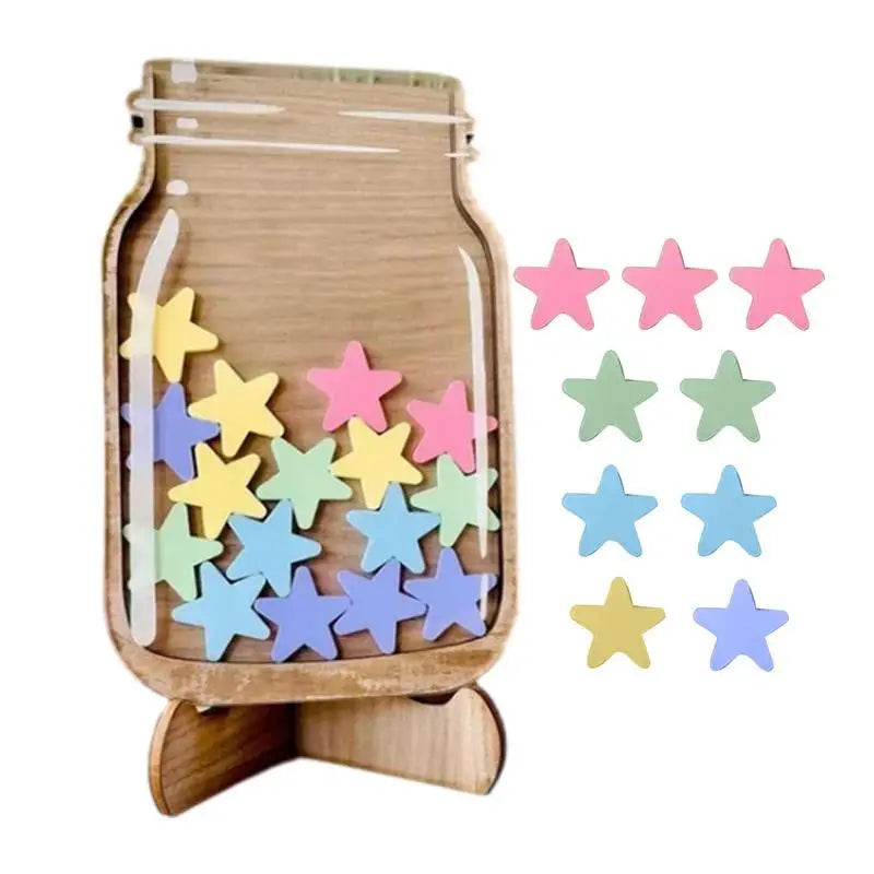 Wooden Reward Jar with Star Tokens
