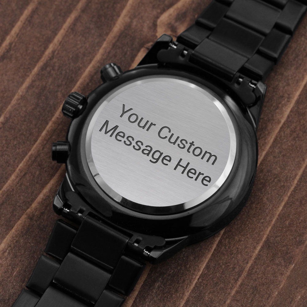 Men's Customizable/Engravable Black Chronograph Watch