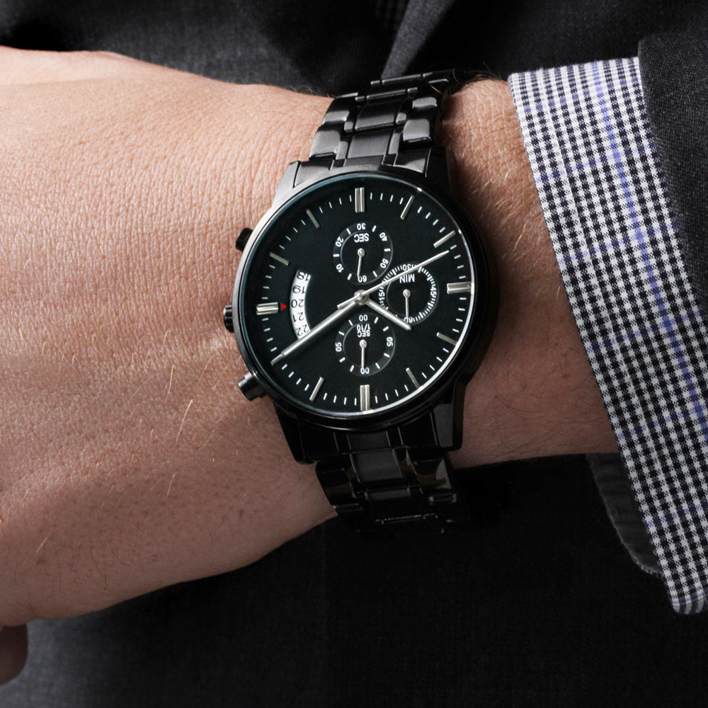 Men's Customizable/Engravable Black Chronograph Watch