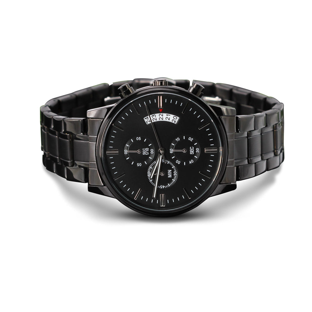 Men's Customizable/Engravable Black Chronograph Watch