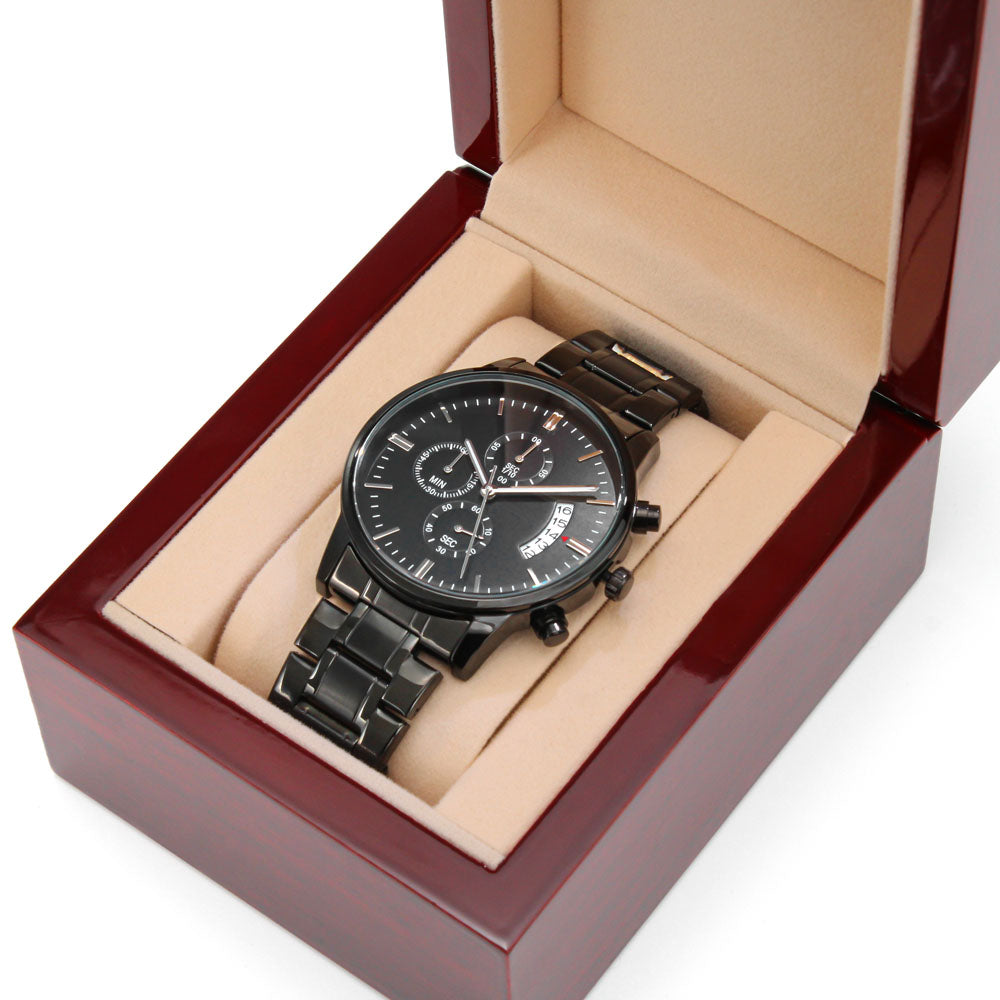 Men's Customizable/Engravable Black Chronograph Watch