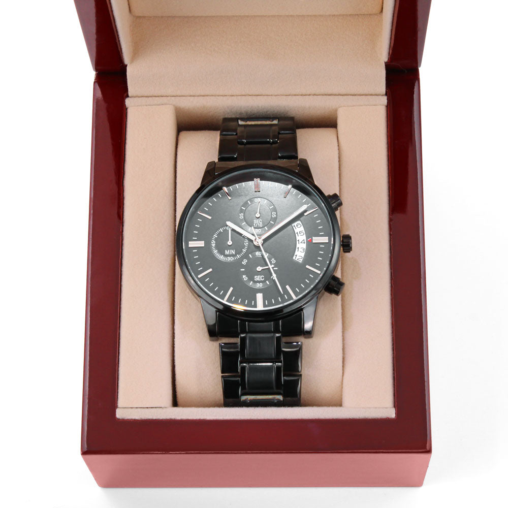 Men's Customizable/Engravable Black Chronograph Watch