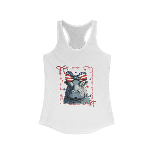Patriotic Hippo Racerback Tank - Next Level