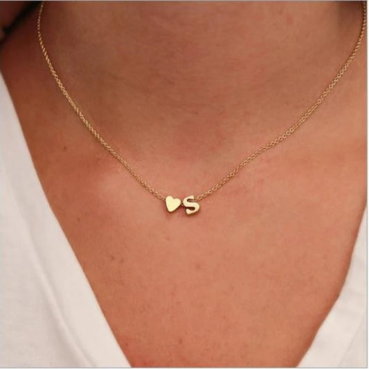 Women's Alphabet Heart Pendant Necklace