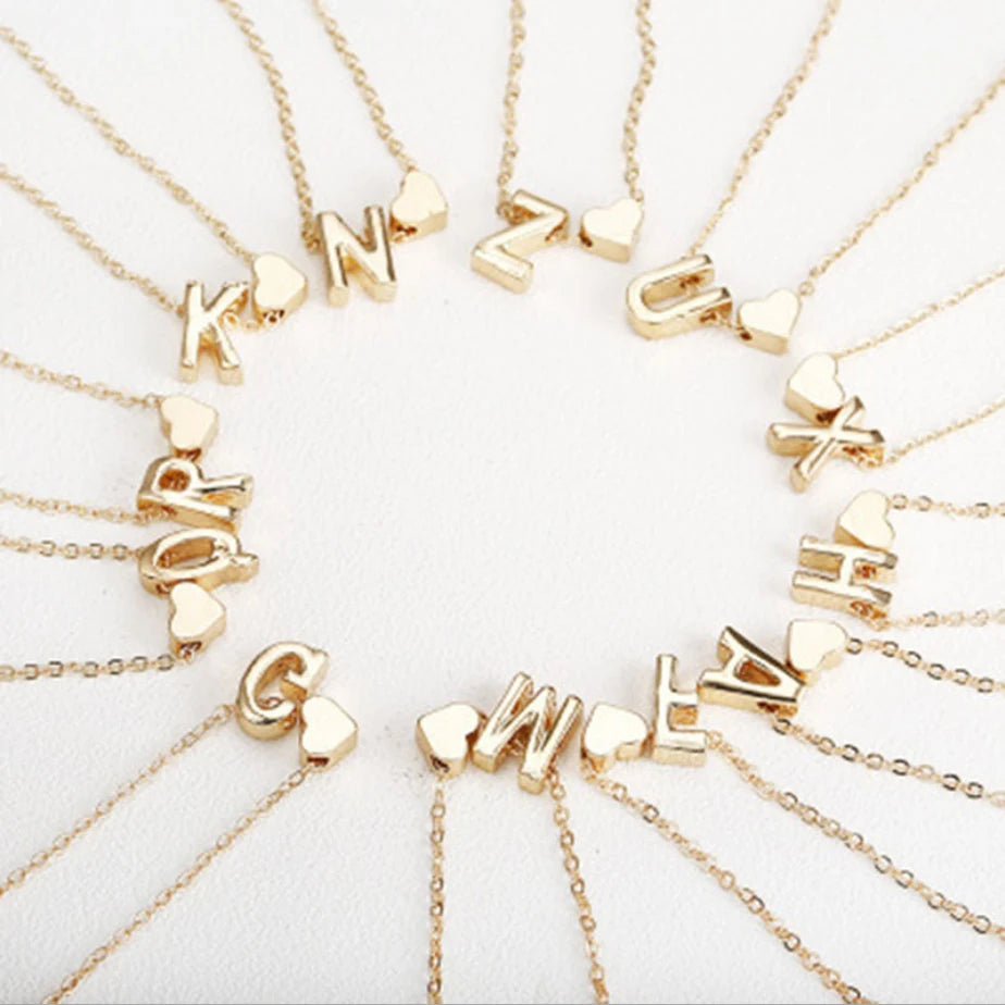 Women's Alphabet Heart Pendant Necklace