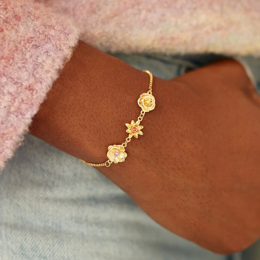 Women's Birthstone Flower Bracelet