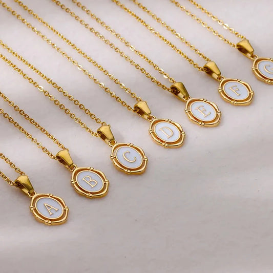 Women's Enamel Initial Necklace