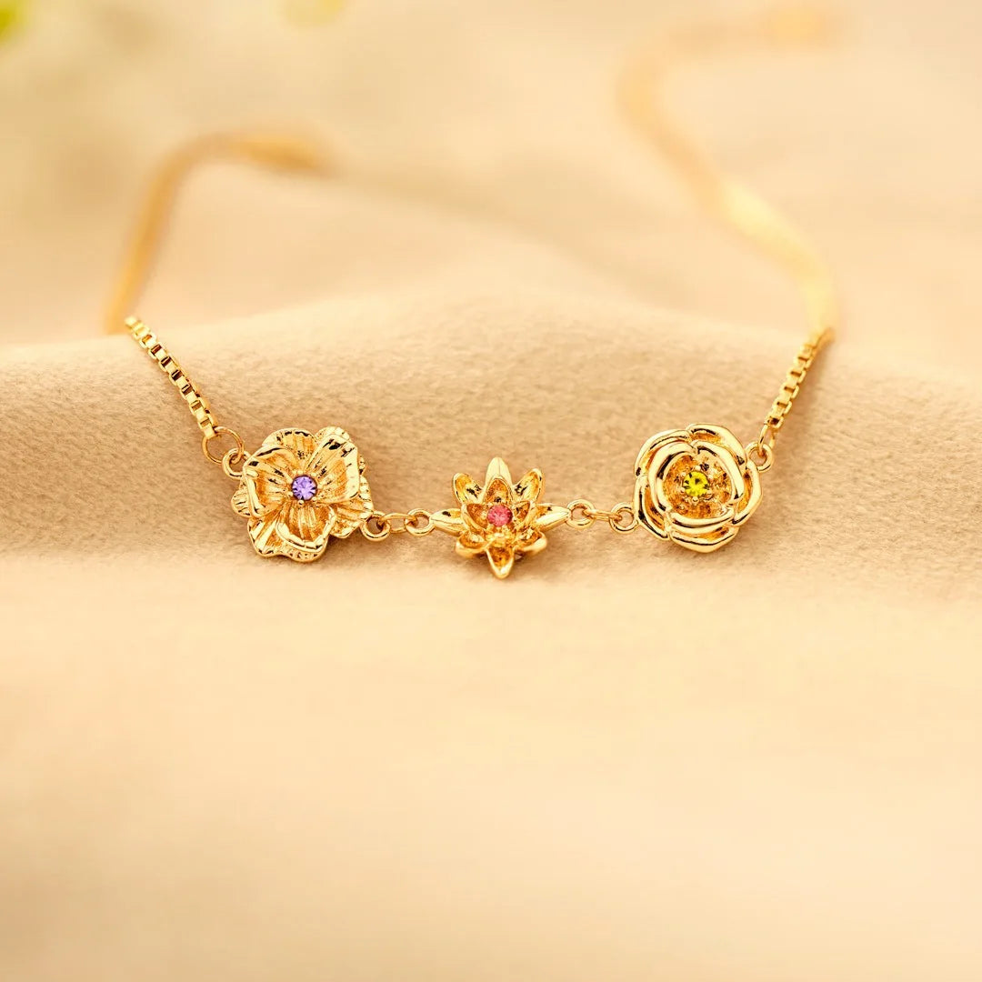 Women's Birthstone Flower Bracelet