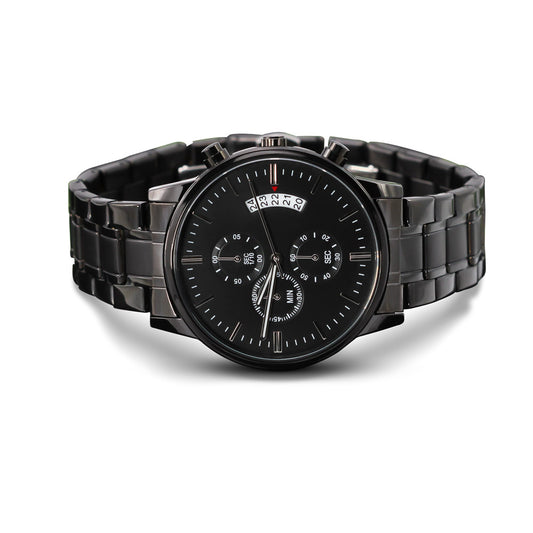 Men's Customizable/Engravable Black Chronograph Watch